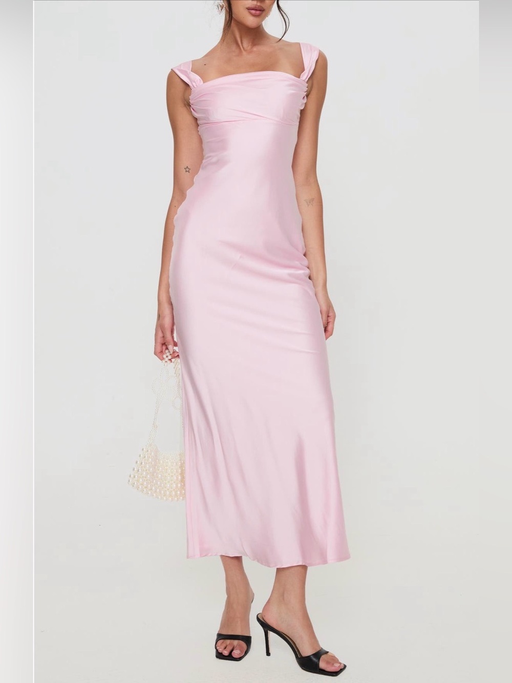 PRINCESS POLLY Azura Sleeveless Satin Dress in Pink 10